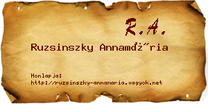 Ruzsinszky Annamária névjegykártya